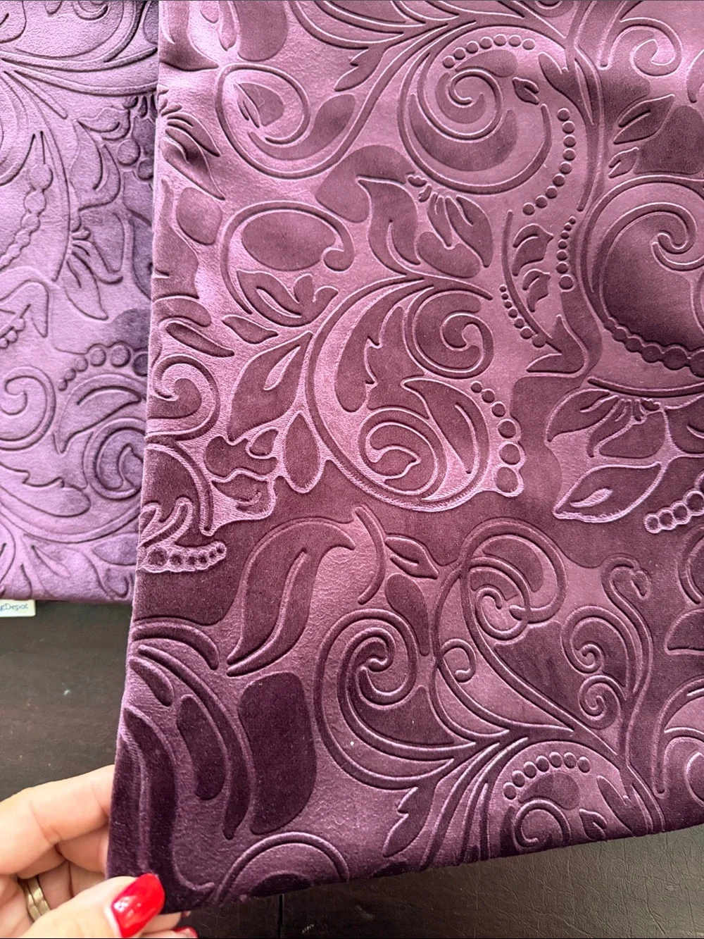 Decorative Paisley Velvet Accent Pillow Cover - Plum/Purple Color Set of 2